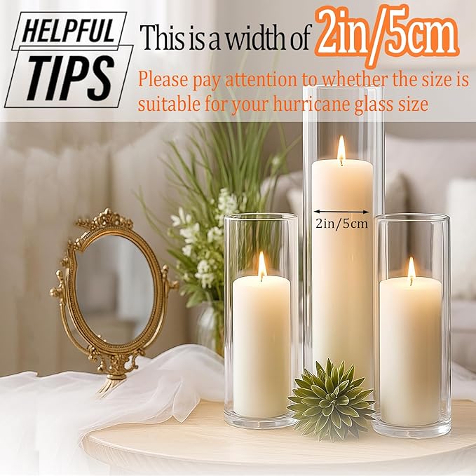 36 Pcs Ivory Pillar Candles Bulk Set，2x3 2x6 2x8 Inch - 12 Each Size，Hurricane Candles，Dripless Unscented Smokeless，Gives You a Better Atmosphere When Organizing Wedding or Event Party.