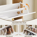 Nicetree Shoe Storage Cabinet for Entryway, Morden Shoe Cabinet, Freestanding Shoe Rack Cabinet, Hidden Shoe Dresser for Hallway,Foyer, Natural Oak and White