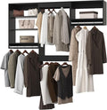 Modular Closet System, 84" Wide Closet Organizer System with Hanging Shelving , Wood Tower Closet Storage for Walk In Closets, Wall Mounted Wardrobe Organizer Kit System, Bedroom, Black
