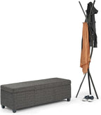 SIMPLIHOME Avalon Storage Ottoman Bench - 48 inch Wide Upholstered Tweed Look Fabric Rectangular Lift-Top Ottoman in Dark Grey, Contemporary Storage Bench for Living Room with High-Density Foam