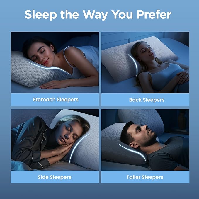 Sophia & William Cooling Bed Pillow for Sleeping (King Size Set of 2) Adjustable Shredded Memory Foam Pillow for Side, Back and Stomach Sleepers