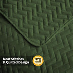 Maple&Stone Quilt Set Queen Size, Lightweight Olive Green Bedspread Ultrasonic Chevron Pattern Light Coverlet for All Season Comforter Bedding Decor - 3 Piece Full Bed Cover Sets