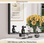 Keonjinn Black Mirror for Bathroom 24 x 36 Inch, Stainless Steel Framed Wall Mounted Mirrors, Anti-Rust, HD Tempered Glass, Shatter-Proof, Rectangle Bathroom Vanity Mirror, Modern Style Frame