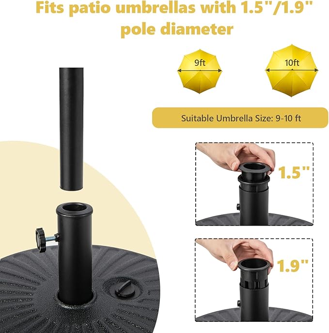 Giantex 75lbs Fillable Umbrella Base, 20 inch Water and Sand Filled Umbrella Stand, Fit 1.5"-1.9" Umbrella Pole, HDPE Weighted Market Table Umbrella Holder for Outdoor Deck Garden Poolside