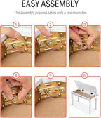 Donner Duet Piano Bench with Storage, Solid Wooden Keyboard Bench Piano Bookcase Stool Chair Seat with High-Density Sponges Padded Cushion, White