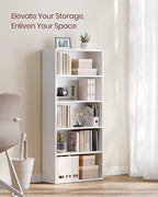 VASAGLE Set of 2 Bookshelves, 23.6 Inches Wide, 5-Tier Open Bookcases with Adjustable Storage Shelves, Floor Standing Units, Cloud White ULBC165T14-2