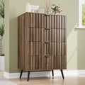 Walnut Fluted 4 Drawers Dresser for Bedroom, Chest of Drawers with Metal Wide Handle, Wooden Dresser for Closet, Bedroom, Living Room, 23.6" x 14.9"D x 30.7" H