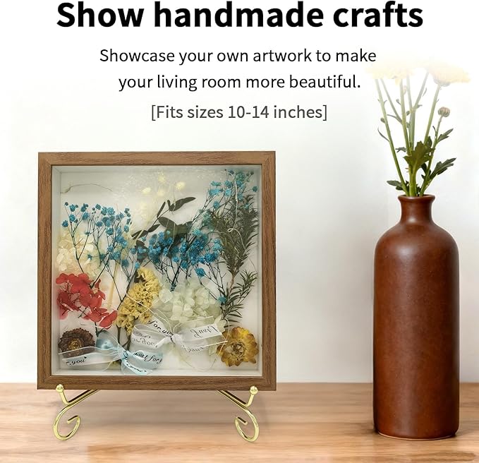 Iron Plate Stands for Display, Foldable Book Holder & Easel Stand for Sign, Versatile Poster Stand and Small Plate Stand for Home Decor, Art, Photo Frame, Card, Crystal Display (Gold, 10 inch (2Pcs))