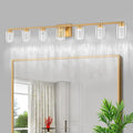 SineRise 7-Light Gold Vanity Light with 3 Color Modes (3000K/4000K/6000K), Eye Protection LED Bathroom Light Fixture, Dimmable Modern Wall Light Over Mirror with Clear Glass Shade