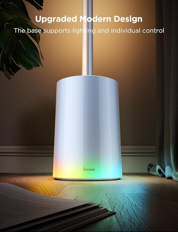 Govee Floor Lamp 2, RGBIC, Warm Cool White LED,Compatible with SmartThings, Matter, Alexa, 1725lm, Music Sync, Scene Modes, Smart Floor Lamp for Living Room, Bedroom, Silver(1 Pack)