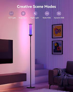 JOOFO Glass Shade RGBICW Corner Floor Lamp, 16 Million Colors Smart LED Ambient Mood Lighting with App & Remote Control for Modern Home Decor, Bedroom, Living Room, Gaming Room