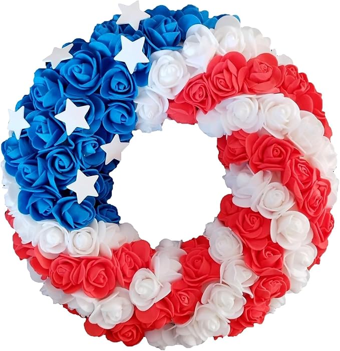 250th Anniversary Eagle Wreath, 3D Eagle Wreaths for Front Door, Red White and Blue Patriotic Wreath All-Weather Farmhouse Outdoor Holiday Decoration (B)