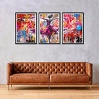 Novatique Banksy Canvas Wall Art Colorful Graffiti Wall Art Prints Pop Art Wall Decor Graffiti Poster Artwork for Living Room Bedroom,24" x 36" x 3pcs