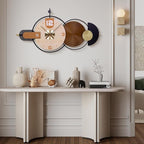 38x20 Inch Large Modern Wall Clock for Living Room - Metal & Wood Combination, Silent Non-Ticking Battery Operated Decorative Clock for Home, Bedroom, Kitchen, Office