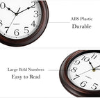 Wall Clocks Battery Operated Silent Non-Ticking Wall Clock 8.5 Inch Small Vintage Retro Rustic Style Decorative for Kitchen Living Room Home Office (Bronze)