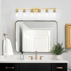 6 Light Gold Bathroom Vanity Light,Bathroom Light Fixtures, 38" Modern Brushed Gold Vanity Lighting Fixtures for Bathroom Over Mirror, Gold Sconces Wall Lighting for Bedroom