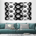 VUMIVI Pet Paws Tapestry Cute Puppy Kitten Black White Animal Paws Modern Funny Art Tapestry Wall Hanging for Living Room Bedroom Dorm Classroom Aesthetic Decor W60xL40in