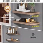 Floating Shelf, Set of 1 Wall Shelf, 30 in W x 12.75 in D x 2 in H Wooden Floating Wall Shelf with Invisible Brackets for Living Room/Bedroom/Bathroom/Kitchen Storage and Decor, Walnut