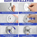 Suction Cup Hooks for Shower, Removable Towel Hooks for Bathroom Window Glass Door Wall, Bath Robe Looafh Hook for Hanging - 2 Pack, Silver