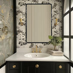 ANDY STAR Hand-Forged Black Bathroom Mirrors for Wall, 30x40 Inch Vintage Solid Steel Metal Frame Bathroom Vanity Mirror, Antique Rounded Rectangle Wall Mirror, Hangs Horizontally or Vertically