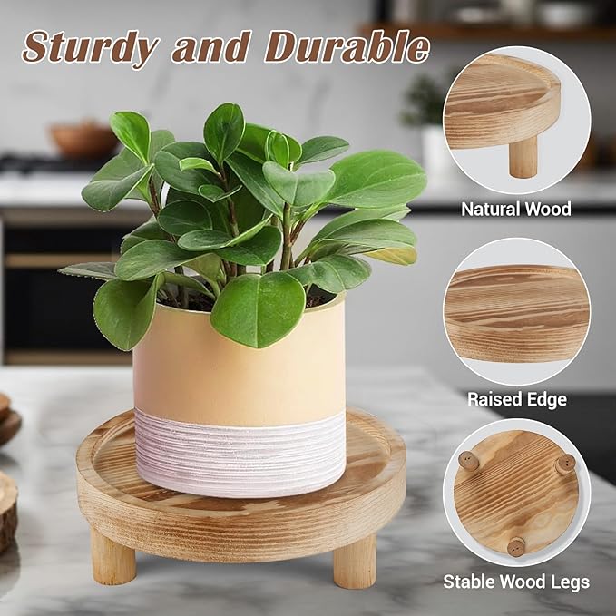 3PCS Wooden Display Risers for Display,Wood Riser Display Pedestal Stand for Home Décor (Natural,8,6,5'')