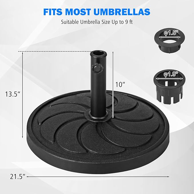 Tangkula Umbrella Base, 40 lbs Capacity Heavy-Duty Patio Outdoor Round Umbrella Stand for 9 ft Umbrella, Fit for 1.5-1.9 inches Table Market Offset Pool Umbrella, Weighted Umbrella Base