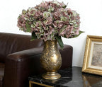 Kimura's Cabin 6pcs Fake Hydrangeas Flowers Vintage Artificial Silk Hydrangea Bouquets with Stems for Wedding Party Home Table Core Decoration (Green Purple, Pack of 6)