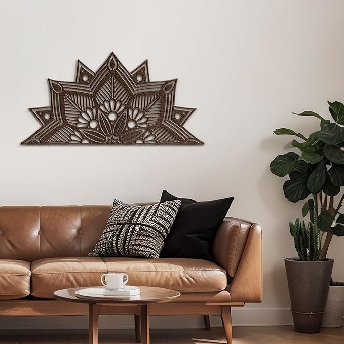 SIGNLEADER Metal Wall Art Decor Flower Minimalist Modern Abstract Wall Sculpture Hangings Home Decoration for Living Room, Bedroom, Bathroom, Kitchen, Outdoor - 24" Bronze