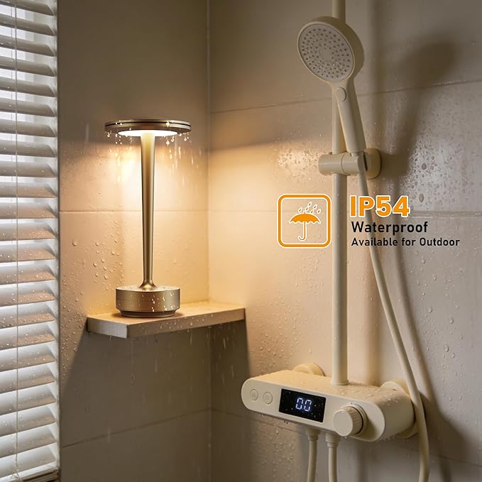 Cordless Table Lamp Rechargeable,6000mAh Battery Operated LED Desk Lamp 3 Color Stepless Touch Dimming,Waterproof Portable Memory Function Light for Bedroom,Outdoor,Patio,Dining,Restaurant Bronze
