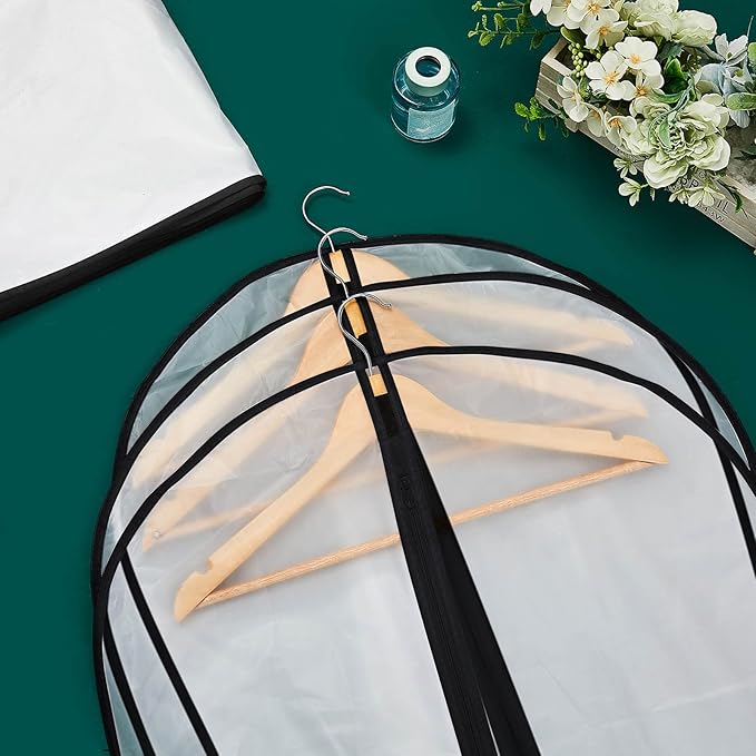 Amylove 40 Pack 60/40inch Garment Bags for Hanging Clothes with Zipper, Clear Garment Dress Covers PEVA Suit Protector for Closet Storage Travel Coat Gown Jacket Organizer(24 x 60 Inch)