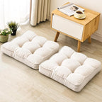Floor Pillow Set of 2, Memory Foam Floor Cushions for Adults, Large Meditation Pillow for Sitting, 22 x 22 Inches (Square | Beige)