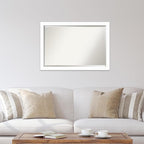 Amanti Art White Wall Mirror 27x39 Basic White Narrow Rectangle Bathroom Mirror for Wall Decor Living Room, Large Casual Wood Frame, Hangs Horizonally and Vertically, Bathroom Decor, Beveled Edge