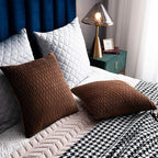 Light Brown Throw Pillow Cases: 2 Pack 24x24 Inch Original Stripe Velvet Square Decorative Pillow Covers for Farmhouse Couch