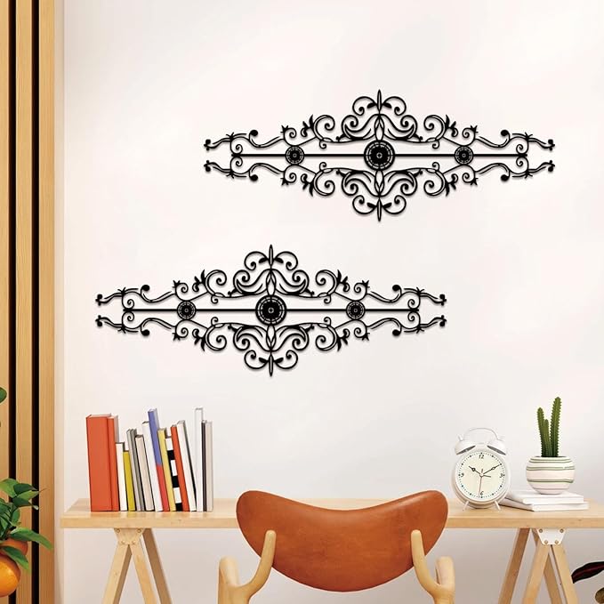 Metal Scroll Wall Decor Rustic Iron Wall Medallion Small Traditional Scroll Arts Home Decorations Scroll Accent Wall Art for Home Living Room Front Porch Above Door Hallway Entryway