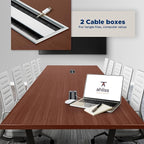 Sturdy Conference Table with Cable Management Grommets Modern Rectangle Office Meeting Table with Wood Tabletop and Metal Frame & Legs- Easy Assembly Boardroom Table (Mahogany, 10 Foot)