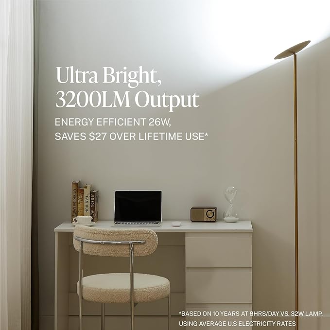 LED Torchiere Floor Lamp, 3200LM, 71" Tall Modern Torchiere Lamp in Zen Black, Stepless Dimming, Remote & Touch Control, Super Bright Light for Living Room and Bedroom, Heavy Stable Base