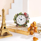 Mini Tabletop Clock, Decorative Vintage Floral Metal Table Clock with Battery Operated for Bedside, Table, Living Room, Home and Office
