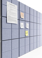 Bumusty Large Felt Bulletin Board, 48" x 36" Cork Board Alternative, 12-Pack Wall Tiles with 4-Compartment Design, 30 Push Pins, 70 Adhesive Tabs, Ideal for Office & Home Decor, Soft Periwinkle