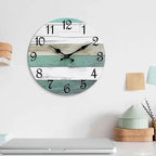 CHYLIN Wall Clock,10 Inch Silent Non Ticking Wall Clocks Battery Operated, Teal Turquoise Rustic Clock Decorative for Kitchen Bathroom Bedroom Living Room(Bronze White)
