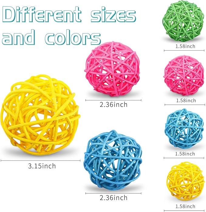 SANNIX 16 Pcs 3 Sizes Easter Rattan Balls Easter Vase Filler Decorative Balls for Bowls Easter Wicker Balls for Decorating Home Table Decor Hanging Ornaments