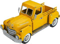Farmhouse Yellow Truck Metal Decor,Vintage Outdoor Iron Truck Decor, Rustic Pick-up Planter,Antique Car Decoration,Desktop Wine Rack Stand,Decorative Tabletop Storage