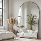 Suidia Arched Full Length Mirror, 72"x44" Floor Mirror Freestanding, Floor Standing Full Body Mirror with Stand for Bedroom, Hanging Leaning Mounted for Living Room Cloakroom, Black