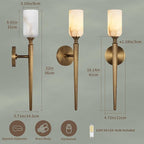 22in Alabaster Wall Sconce, Gold Sconces with Spanish Marble, Modern Brass Wall Mounted Lamp, Hardwired LED Wall Lighting for Bathroom Bedroom Living Room Staircase Hallway Dining Room
