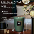 HomeLights Highly Scented Soy Candles Big 33.3 oz for Home. 3 Cotton Wicks, Smokeless Long Lasting 130 hrs in Balsam & Cedar. 5x6, Great Gift for Women & Men