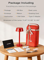 Cordless Rechargeable Table Lamp with Power Charger,Portable LED Desk Lamp,5000mAh Battery Operated,2700K-5700K Tunable,Stepless Touch Dimming for Bedroom Bedside Outdoor Camping,Red