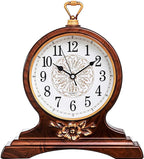 rnuie Desk Clock for Table Decor, Retro Mantel Clock Battery Operated for Fireplace Mantel, Living Room, Bedroom, Office, Desktop Decoration(Second Brown)