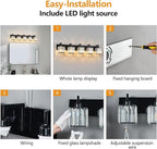 Modern Bathroom Vanity Light 5-Lights Plating Black Vanity Light Crystal Wall Light Bathroom Light Fixtures