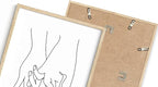 Holding Hands Wall Art Interlocking Fingers Continuous Line Drawing Love Connection 16x20 Inch Oak Wood Beige Framed Modern Romance Print for Bedroom