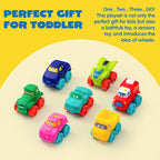 JOYIN Cartoon Cars, Soft Rubber Toy Car Set, Mini Vehicles, Bath Toy Car for Toddlers, Christmas Great Gift for Boys and Girls, Summer Beach and Pool Activity, Party Favors for Kids