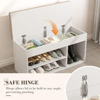 Apicizon 31 Inches Storage Bench, Shoe Bench with Flip Top Storage Space and Padded Cushion, Wooden Entryway Bench for Entryway, Living Room, 2-Tier Shoe Rack Organizer, White